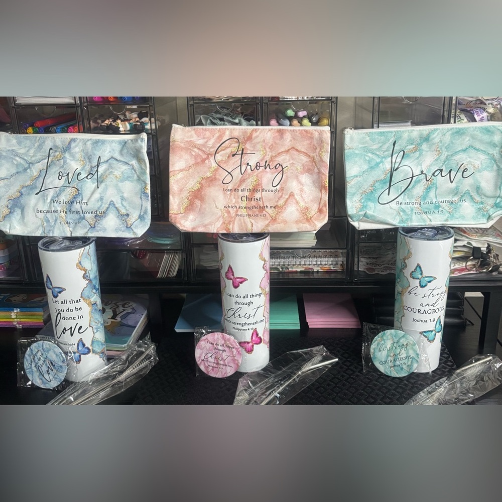 Stainless Steel Faith Based 20oz Tumbler Set (3 color choices)